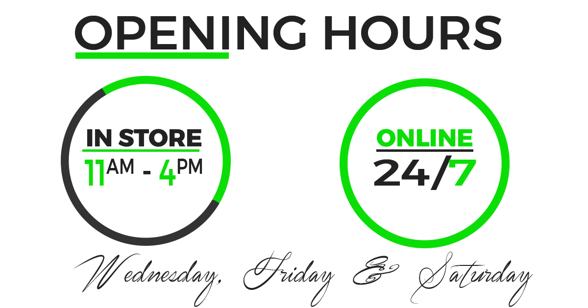 Open in-store Wed, Fri & Saturday from 11am until 4pm